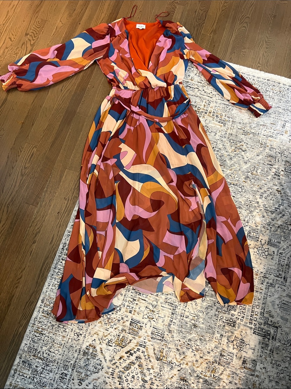 Red Dress Boutique Multicolor Abstract Wrap Maxi Dress
